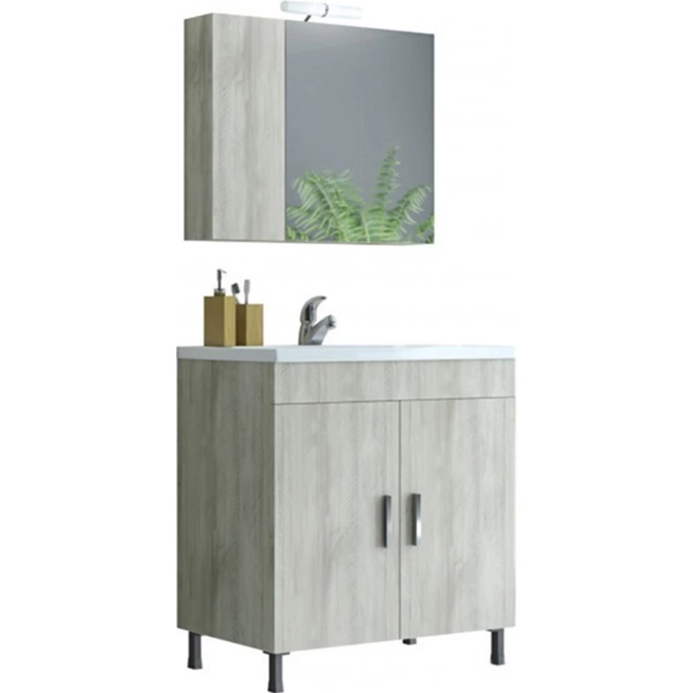 Έπιπλο μπάνιου σετ με νιπτήρα και καθρέπτη με ντουλάπι DROP ROMA 80 Cm BEIGE 3 Έπιπλο μπάνιου σετ με νιπτήρα και καθρέπτη με ντουλάπι DROP ROMA 80 Cm BEIGE