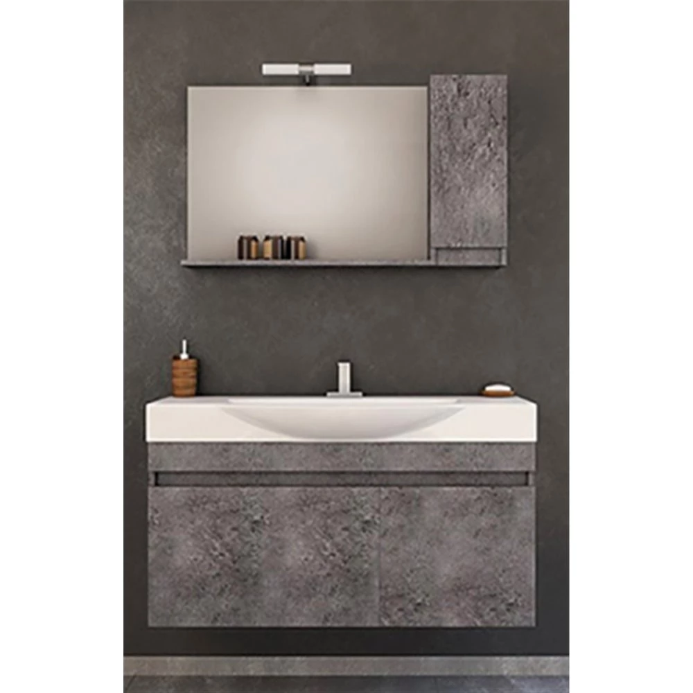 Έπιπλο μπάνιου σετ με νιπτήρα και καθρέπτη με ντουλάπι DROP SENSO 105 Cm Granite 4 Έπιπλο μπάνιου σετ με νιπτήρα και καθρέπτη με ντουλάπι DROP SENSO 105 Cm Granite - Image 2
