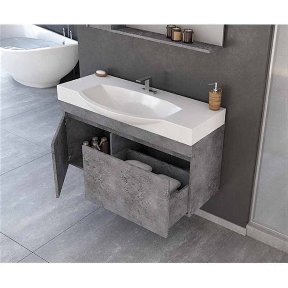 Έπιπλο μπάνιου σετ με νιπτήρα και καθρέπτη με ντουλάπι DROP SENSO 105 Cm Granite 5 Έπιπλο μπάνιου σετ με νιπτήρα και καθρέπτη με ντουλάπι DROP SENSO 105 Cm Granite - Image 3