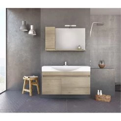 Έπιπλο μπάνιου σετ με νιπτήρα και καθρέπτη με ντουλάπι DROP SENSO 105 Cm PL Wood