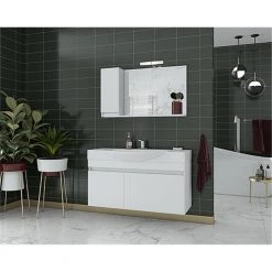 Έπιπλο μπάνιου σετ με νιπτήρα και καθρέπτη με ντουλάπι DROP SENSO 105 Cm Λευκό