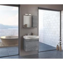 Έπιπλο μπάνιου σετ με νιπτήρα και καθρέπτη με ντουλάπι DROP SENSO 65 Cm Granite