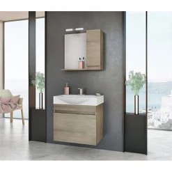 Έπιπλο μπάνιου σετ με νιπτήρα και καθρέπτη με ντουλάπι DROP SENSO 65 Cm PL Wood -Έπιπλα μπάνιου Κατάστημα έπιπλο μπάνιου σετ με νιπτήρα και καθρέπτη με ντουλάπι drop senso 65 cm pl wood 1