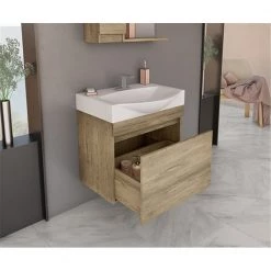 Έπιπλο μπάνιου σετ με νιπτήρα και καθρέπτη με ντουλάπι DROP SENSO 65 Cm PL Wood -Έπιπλα μπάνιου Κατάστημα έπιπλο μπάνιου σετ με νιπτήρα και καθρέπτη με ντουλάπι drop senso 65 cm pl wood 2