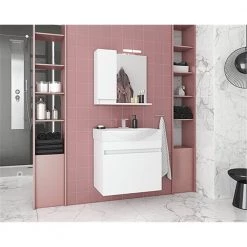 Έπιπλο μπάνιου σετ με νιπτήρα και καθρέπτη με ντουλάπι DROP SENSO 65 Cm Λευκό