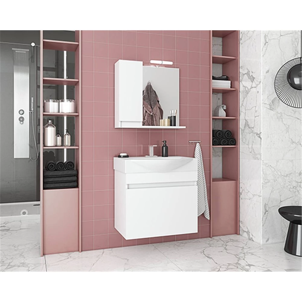 Έπιπλο μπάνιου σετ με νιπτήρα και καθρέπτη με ντουλάπι DROP SENSO 65 Cm Λευκό 3 Έπιπλο μπάνιου σετ με νιπτήρα και καθρέπτη με ντουλάπι DROP SENSO 65 Cm Λευκό