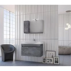 Έπιπλο μπάνιου σετ με νιπτήρα και καθρέπτη με ντουλάπι DROP SENSO 85 Cm Granite