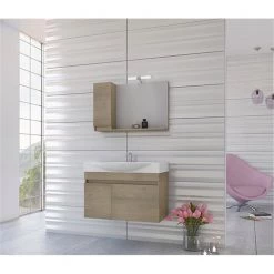 Έπιπλο μπάνιου σετ με νιπτήρα και καθρέπτη με ντουλάπι DROP SENSO 85 Cm PL Wood