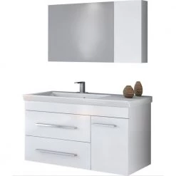 Έπιπλο μπάνιου σετ με νιπτήρα και καθρέπτη με ντουλάπι DROP STATUS 100 Cm Λευκό