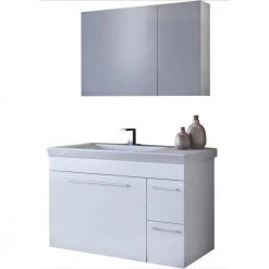 Έπιπλο μπάνιου σετ με νιπτήρα και καθρέπτη με ντουλάπι DROP STATUS 85 Cm Λευκό