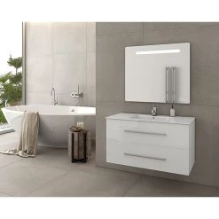 Έπιπλο μπάνιου σετ με νιπτήρα και καθρέπτη Led DROP Torino 90 White-2