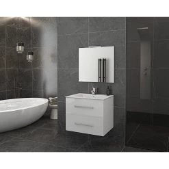 Έπιπλο μπάνιου σετ με νιπτήρα και καθρέπτη απλό DROP Torino 60 White-1