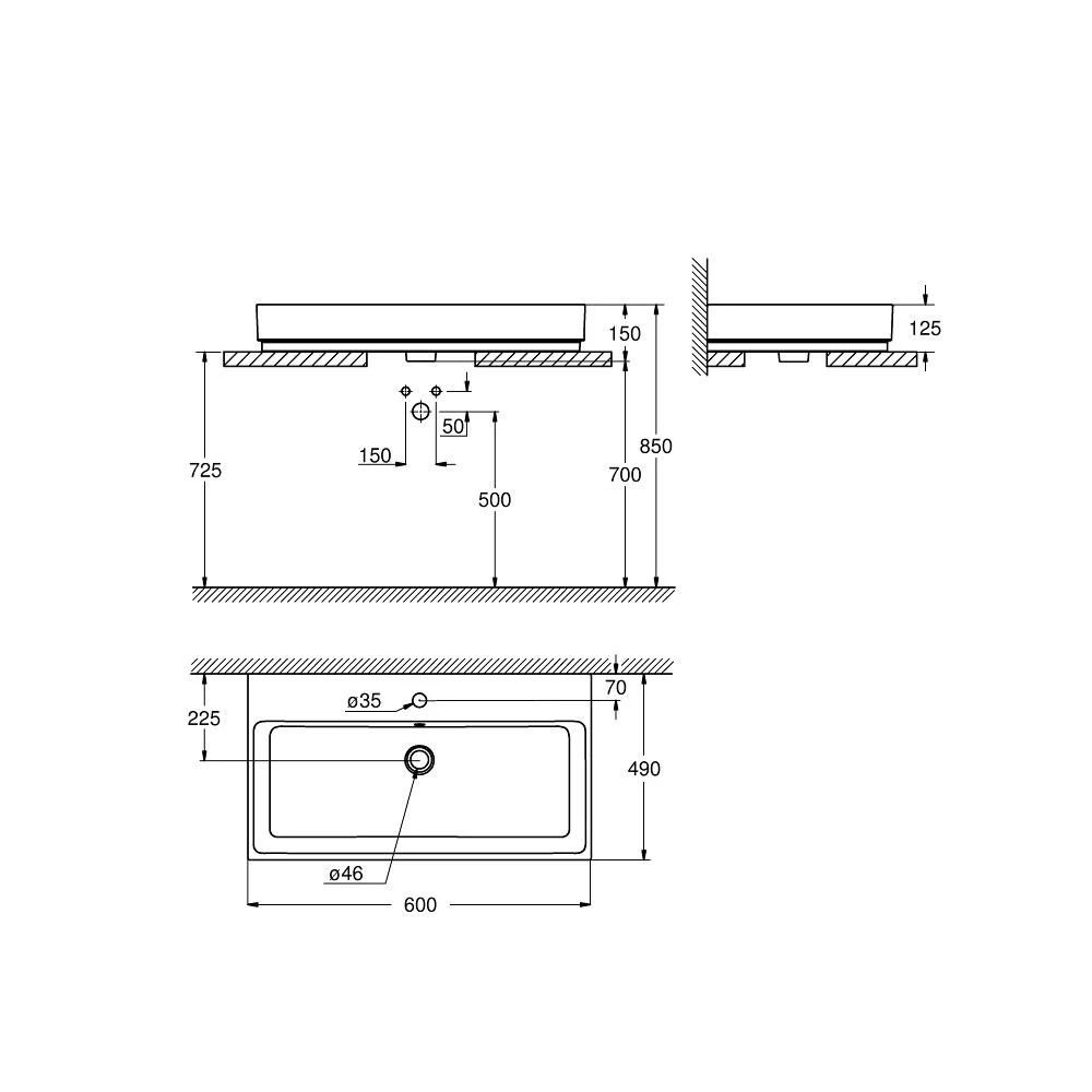 Νιπτήρας επικαθήμενος GROHE CUBE PureGuard 60x49 3947700H 4 Νιπτήρας επικαθήμενος GROHE CUBE PureGuard 60x49 3947700H - Image 2