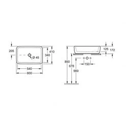 Νιπτήρας επικαθήμενος VILLEROY & BOCH ARCHITECTURA 60x41 41276001 -Έπιπλα μπάνιου Κατάστημα νιπτήρας επικαθήμενος villeroy boch architectura 60x41 41276001 1