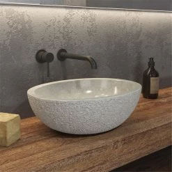 Νιπτήρας επικαθήμενος πέτρινος 45x35x15 Cm KARAG LEONOR SOPH CREAM