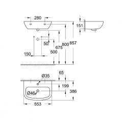 Νιπτήρας κρεμαστός GROHE BAU 55X38 39440000 -Έπιπλα μπάνιου Κατάστημα νιπτήρας κρεμαστός grohe bau 55x38 39440000 1
