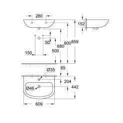 Νιπτήρας κρεμαστός GROHE BAU 60x44 39421000 -Έπιπλα μπάνιου Κατάστημα νιπτήρας κρεμαστός grohe bau 60x44 39421000 1