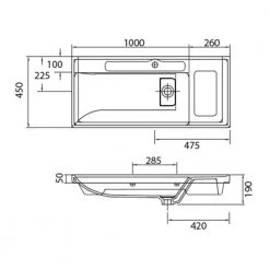 Νιπτήρας κρεμαστός / επίπλου KARAG QUATTRO 8100 100x45cm -Έπιπλα μπάνιου Κατάστημα νιπτήρας κρεμαστός karag quattro 8100 100x45cm 2