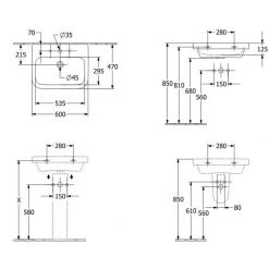 Νιπτήρας κρεμαστός VILLEROY & BOCH ARCHITECTURA 60x47 41886001 -Έπιπλα μπάνιου Κατάστημα νιπτήρας κρεμαστός villeroy boch architectura 60x47 41886001 1