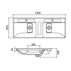 Νιπτήρας κρεμαστός / επίπλου διπλός KARAG QUATTRO 8120 120x47cm -Έπιπλα μπάνιου Κατάστημα νιπτήρας κρεμαστός διπλός karag quattro 8120 120x47cm 2