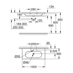 Νιπτήρας κρεμαστός / επίπλου 100x46 GROHE EURO Pure Guard 3958500H -Έπιπλα μπάνιου Κατάστημα νιπτήρας κρεμαστός επίπλου 100x46 grohe euro pure guard 3958500h 1