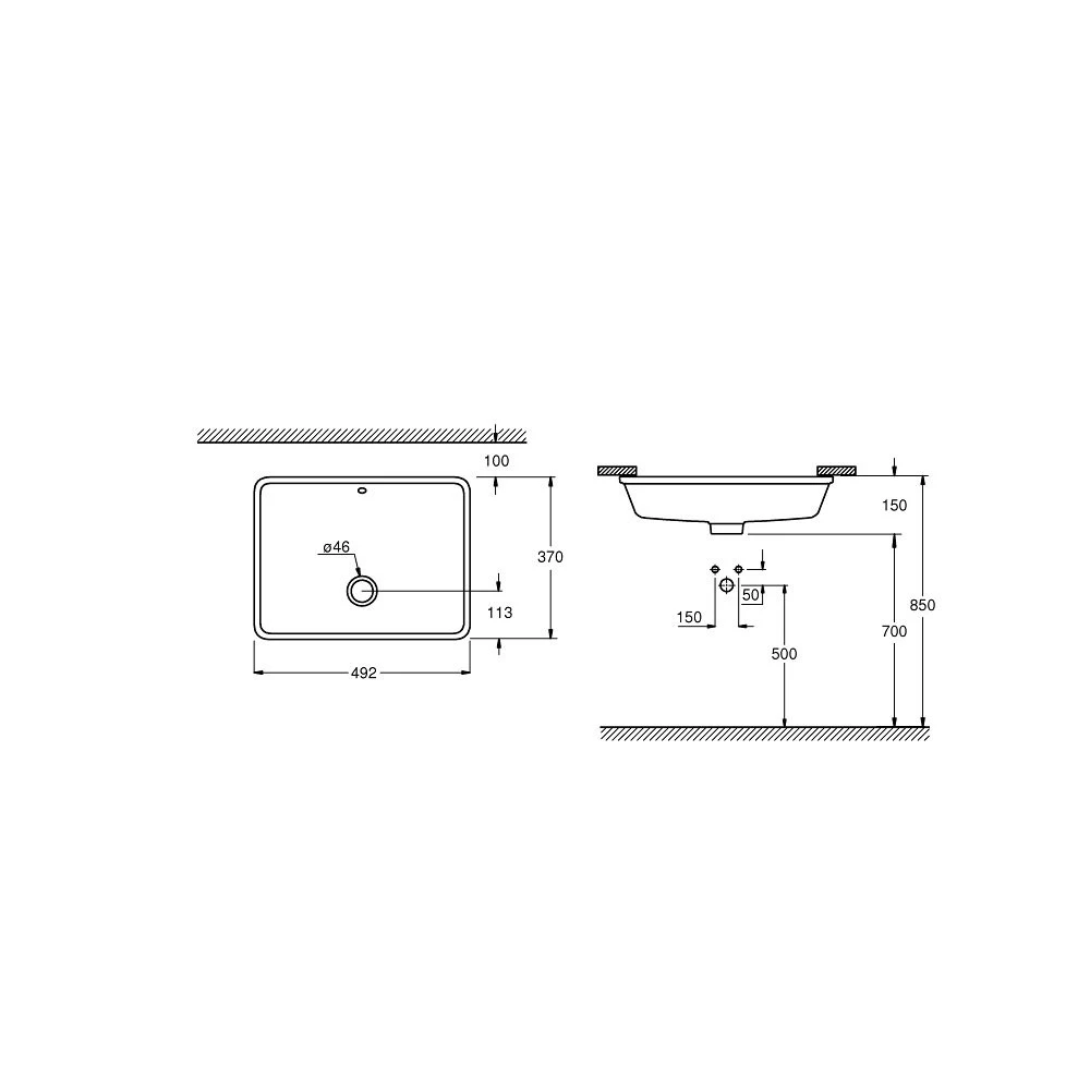 Νιπτήρας υποκαθήμενος GROHE CUBE PureGuard 49x37 3948000H 4 Νιπτήρας υποκαθήμενος GROHE CUBE PureGuard 49x37 3948000H - Image 2