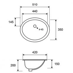 Νιπτήρας υποκαθήμενος KARAG LT 6005 51x42 Cm -Έπιπλα μπάνιου Κατάστημα νιπτήρας υποκαθήμενος karag lt6005 51x39 cm 1
